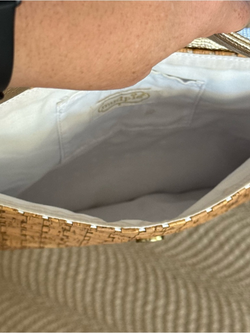 Neutral Cork & Gold Pineapple Clutch - Women's Envelope Bag - Picture 7 of 9
